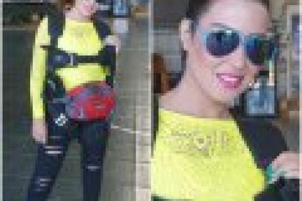 بالصورة: سمية الخشاب في إسبانيا أثناء تصوير برنامج "التجربة"